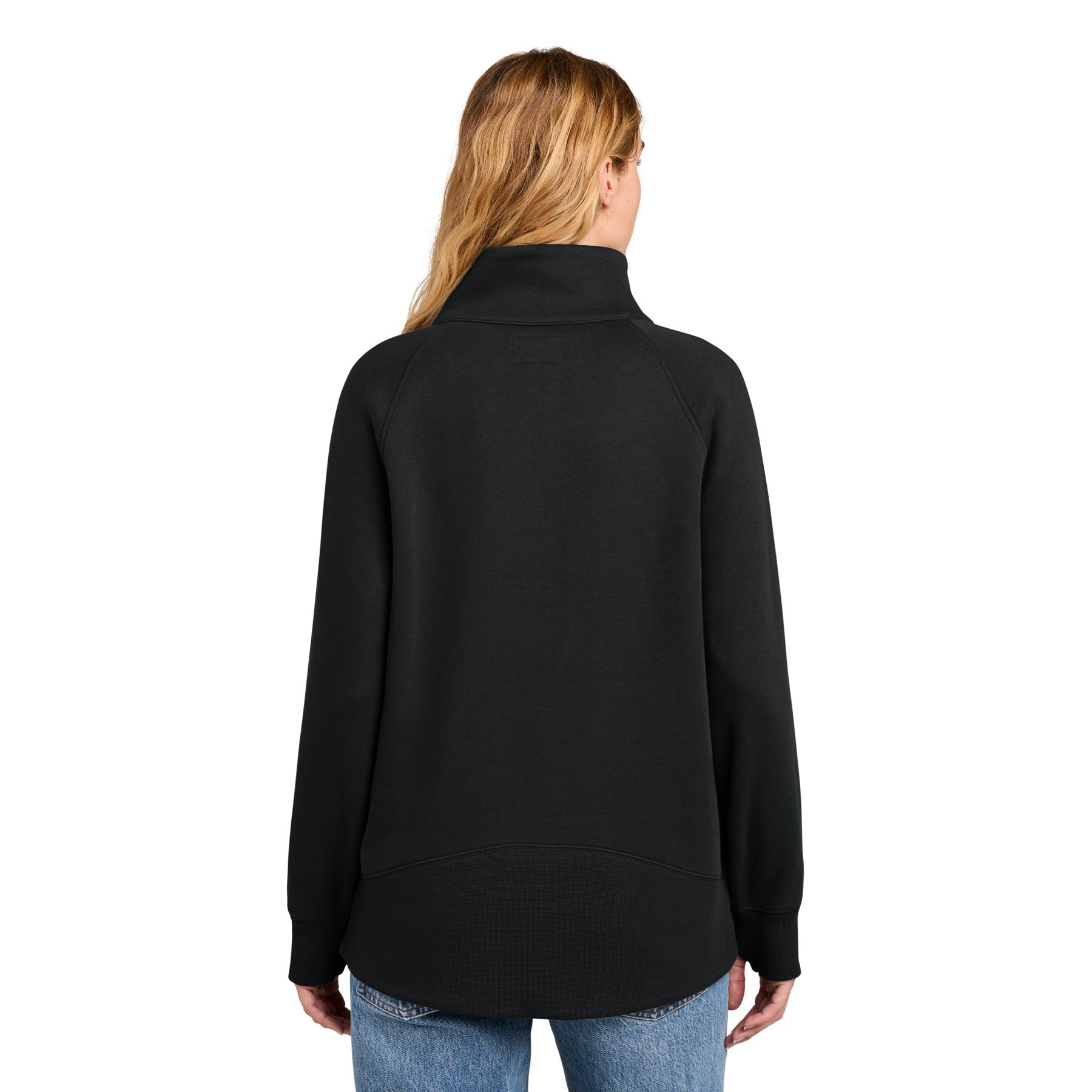 Black New Era Women’s Heritage Fleece 1/2-Zip Pullover a ultra-soft heritage fleece pullover with a relaxed fit, quarter-zip neckline, antique nickel zipper, raglan sleeves, front pouch pocket, rib-knit cuffs and hem, and embroidered New Era flag logo, designed for cozy everyday wear, layering, travel, and casual comfort.