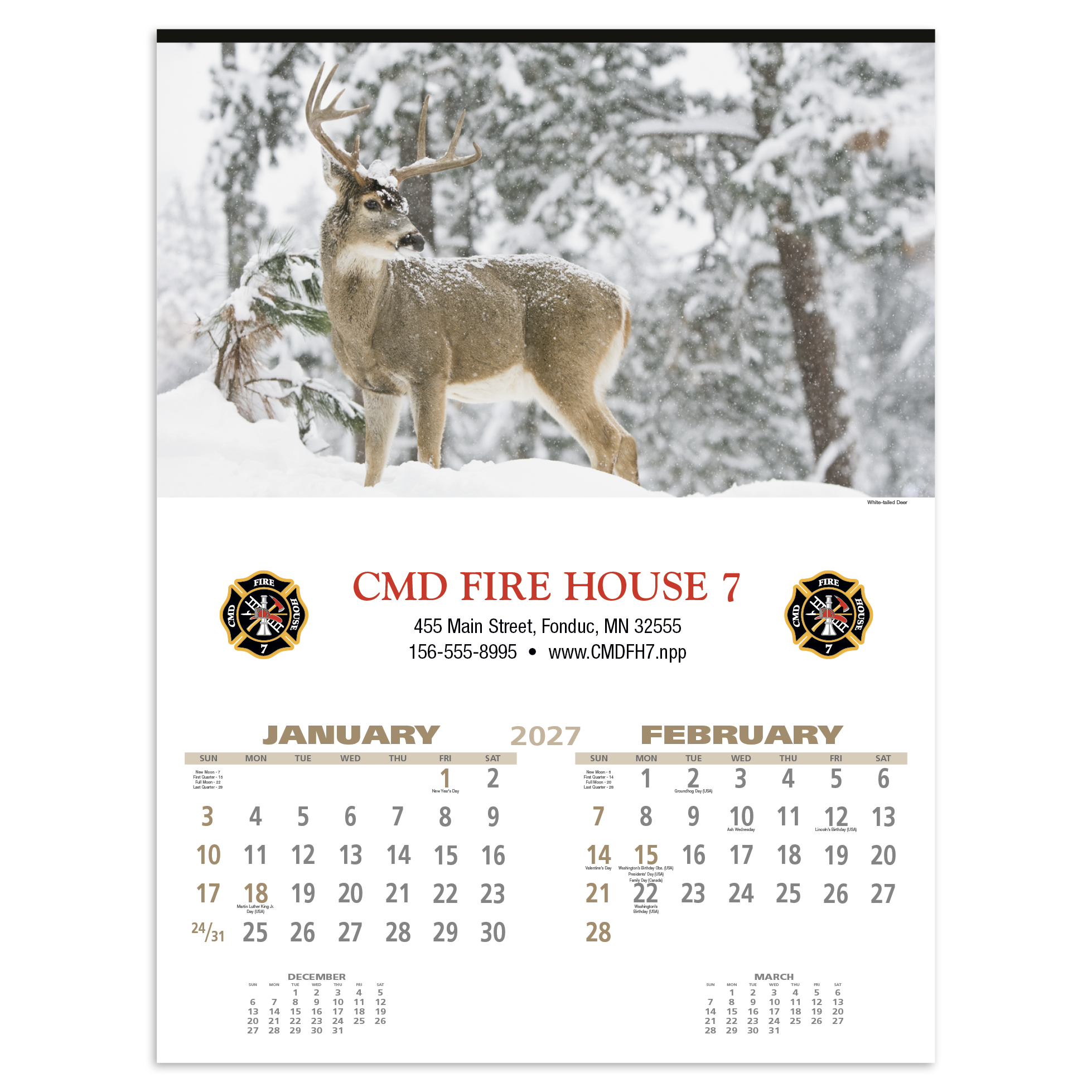 2027 wildlife wall calendar featuring stunning photographs of wild animals in their natural habitats with a custom company logo displayed on the calendar header.