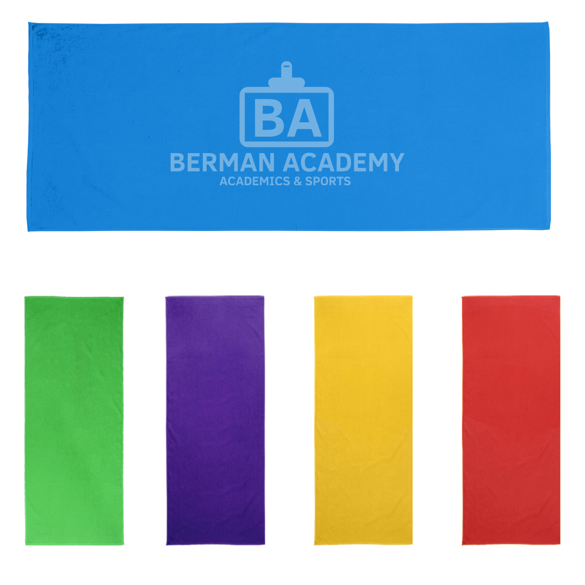 Logo beach towels in assorted colors