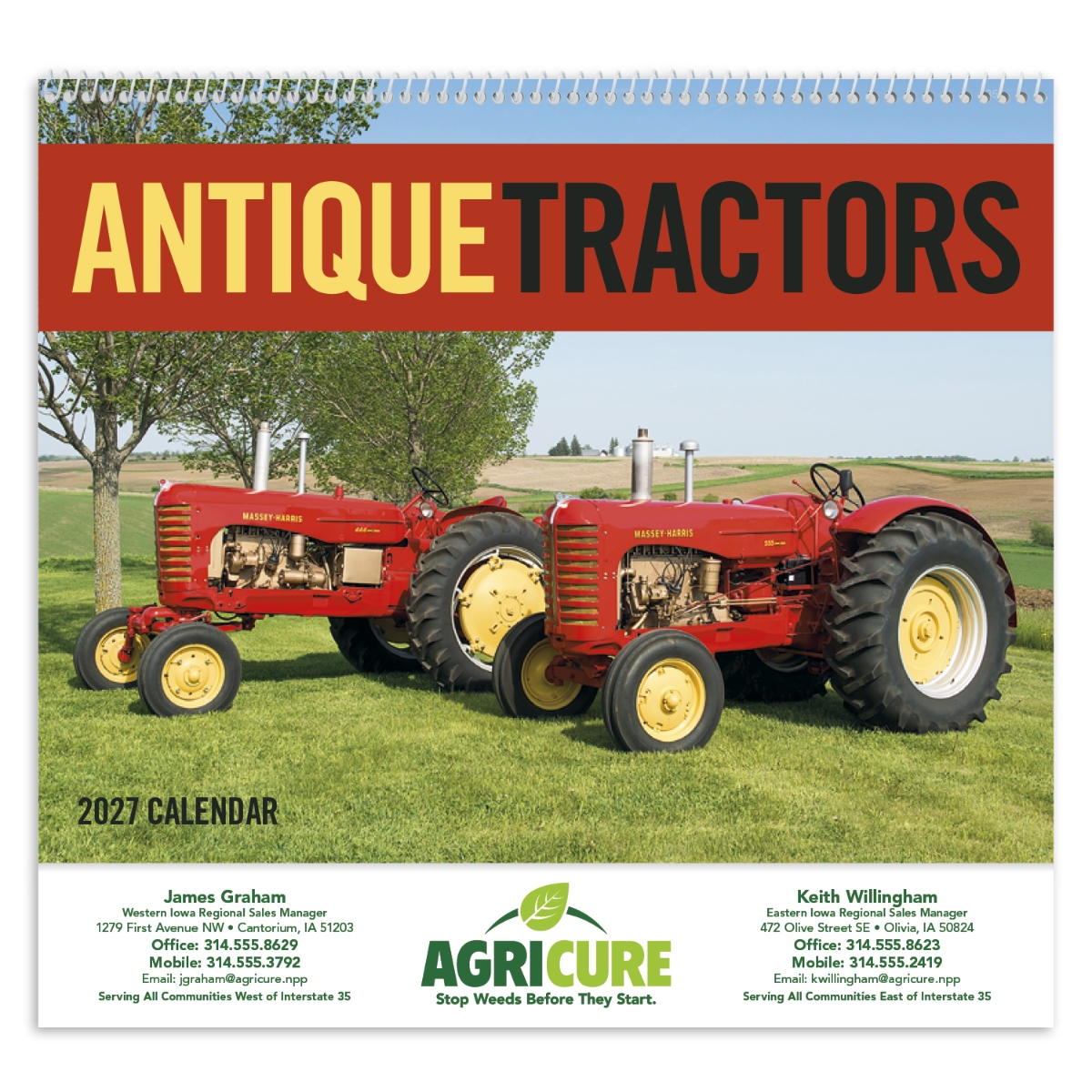 Tractor calendar featuring beautifully restored vintage tractors with information about each featured tractor, assembled in the USA.
