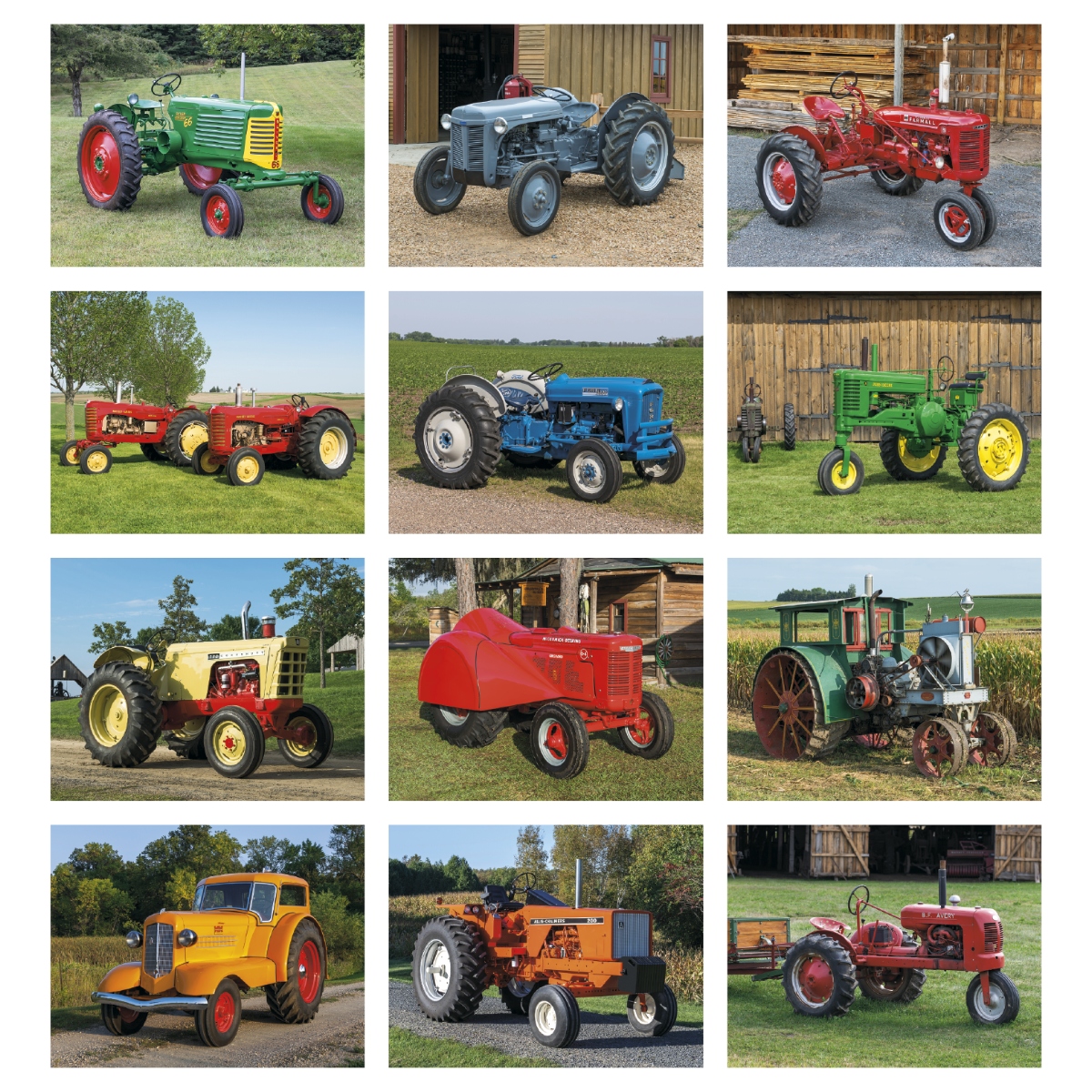 Tractor calendar featuring beautifully restored vintage tractors with information about each featured tractor, assembled in the USA.