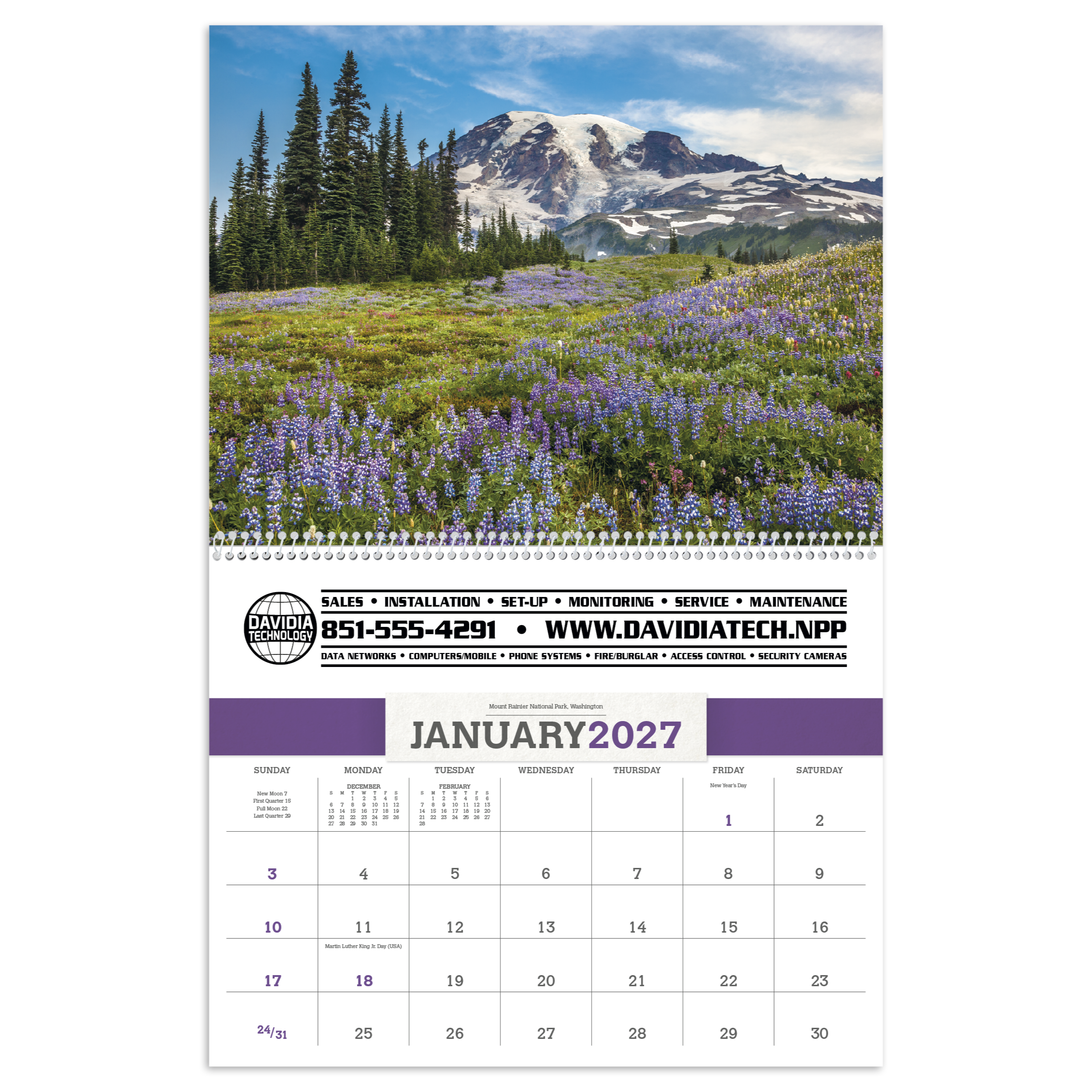 2027 American Splendor wall calendar featuring colorful scenic outdoor landscapes with a glossy cover and monthly calendar pages.