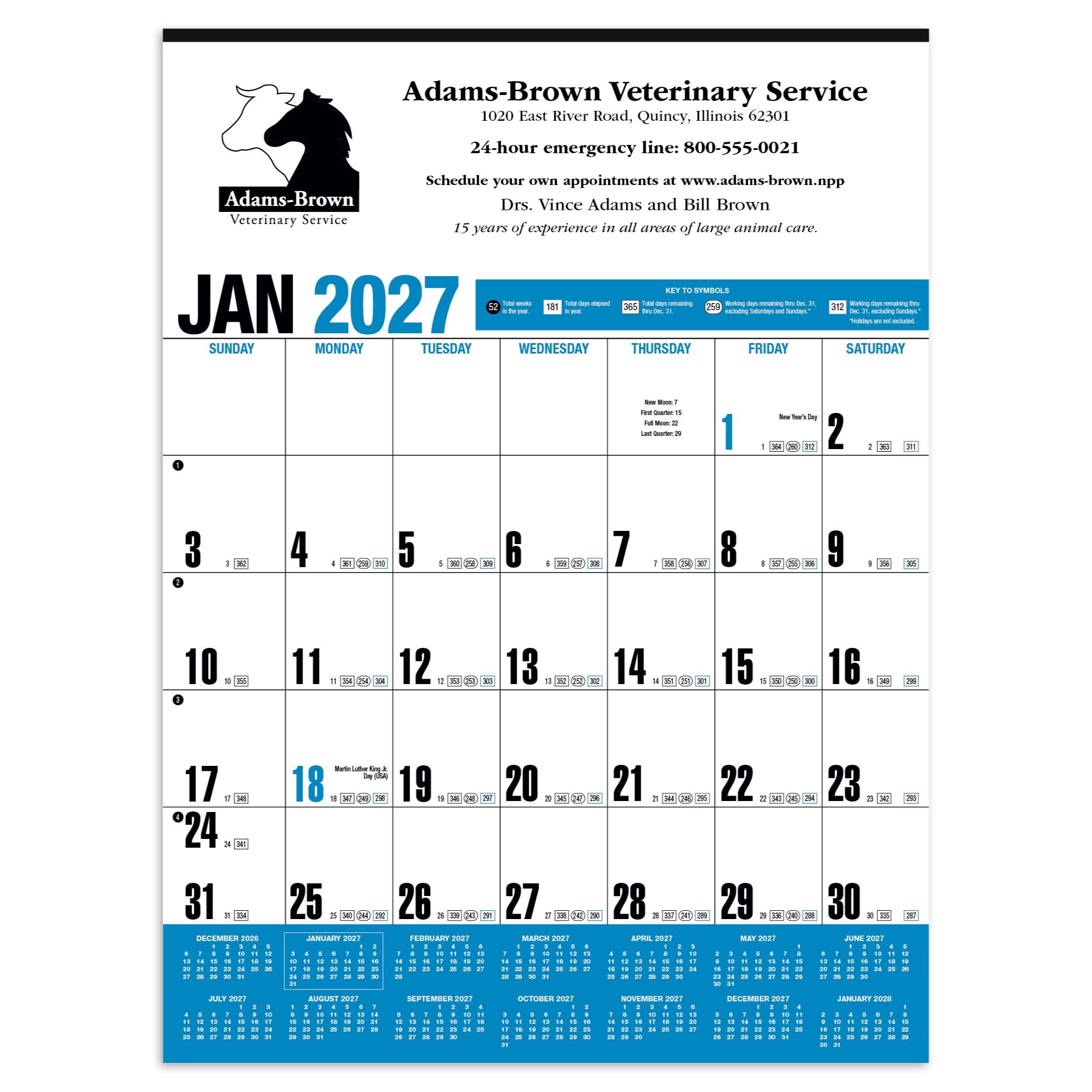 2027 wildlife art wall calendar featuring detailed illustrations of North American wildlife with monthly calendar pages and a durable cover.
