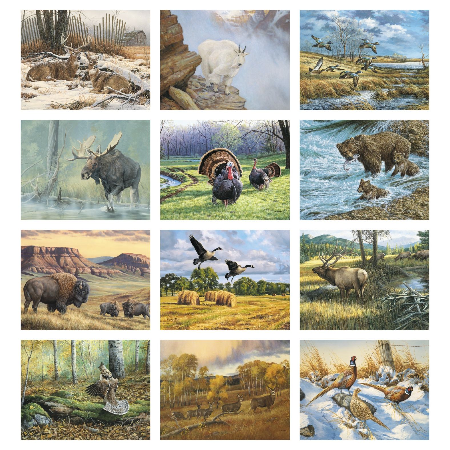 2027 Wildlife Art wall calendar featuring artistic illustrations of North American wildlife with monthly calendar pages and a UV-coated cover.