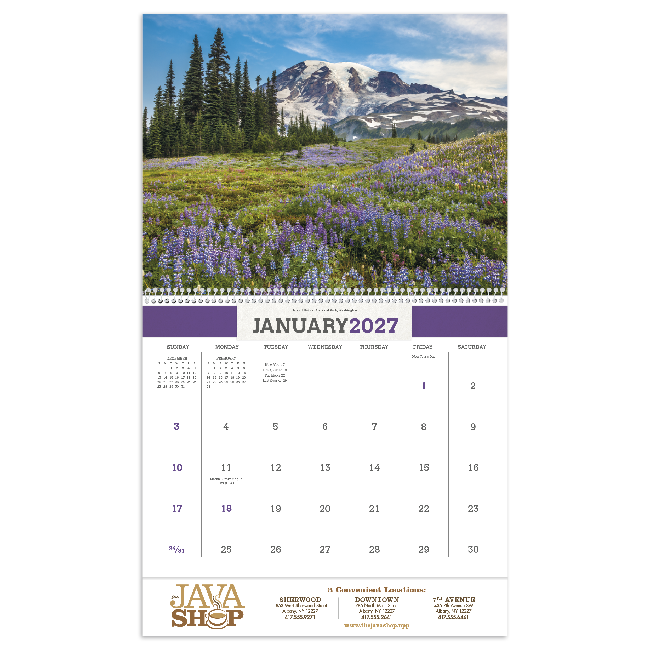 American scenic wall calendar featuring breathtaking landscape photography from across the United States, printed on FSC®-certified paper with a full-year monthly calendar.