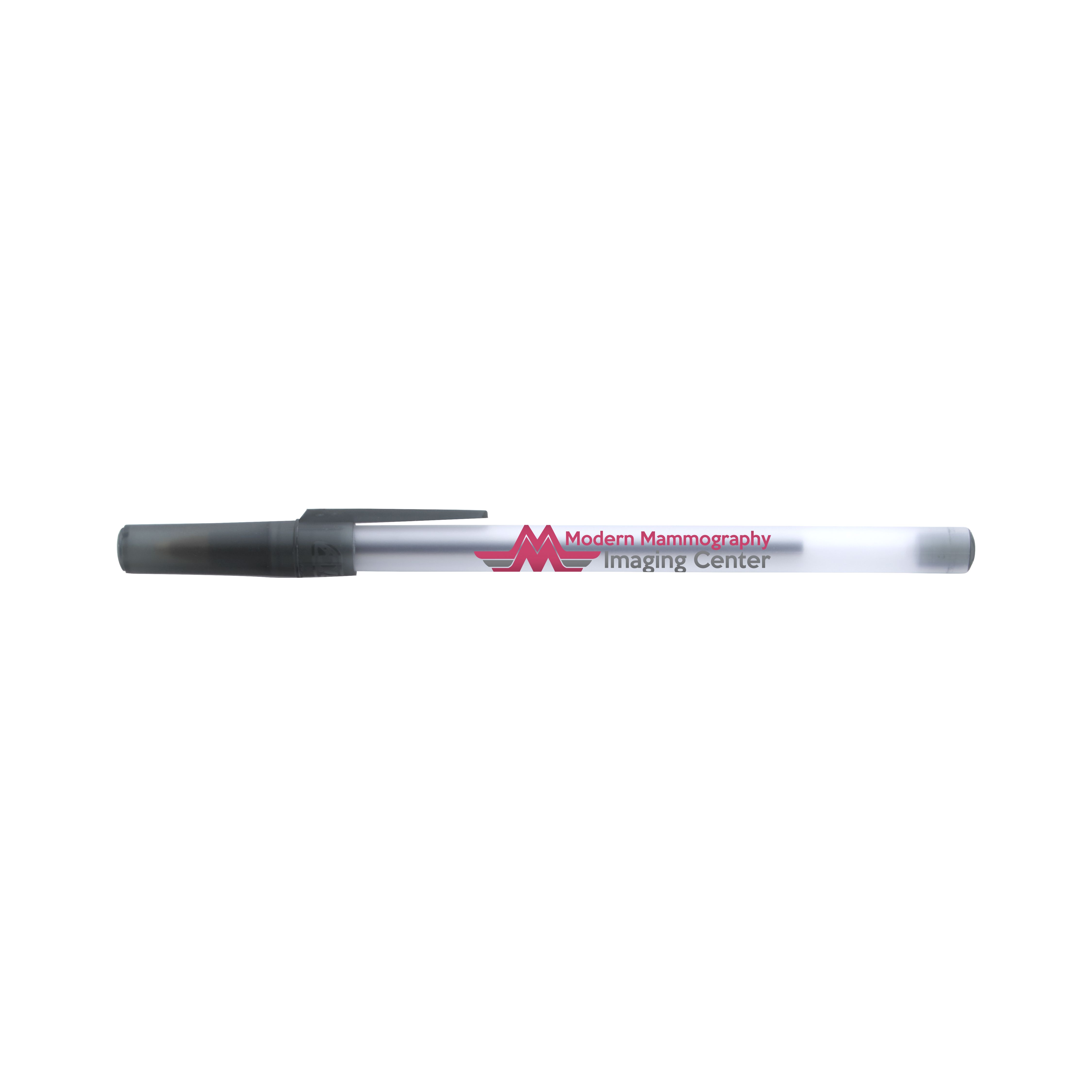 Black Ice BIC® Round Stic® Ice Pen in clear plastic with a sleek barrel and matching cap, designed for smooth everyday writing and note-taking.