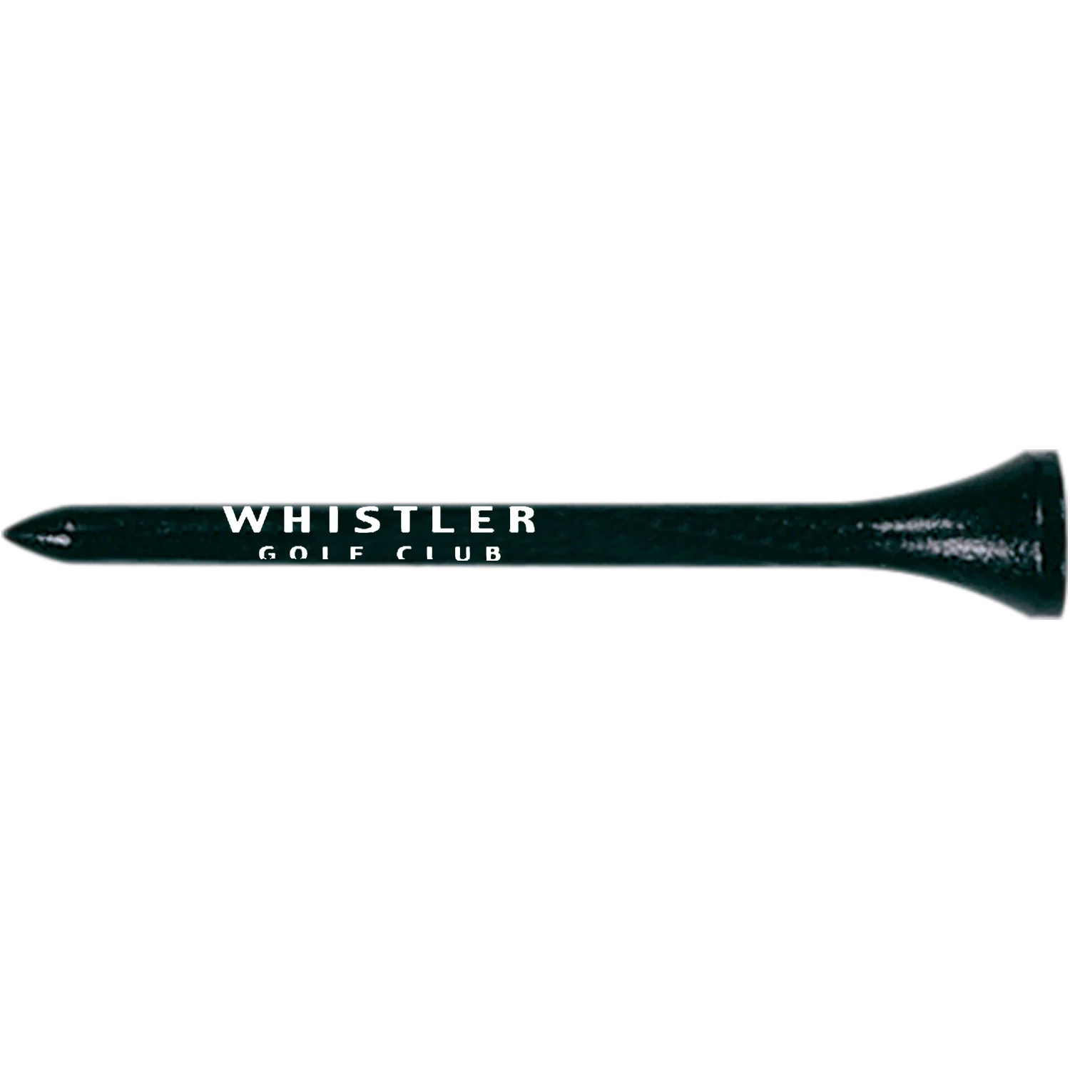 Black bamboo golf tee designed for large volume drivers with a smooth finish and printed logo on the shaft.