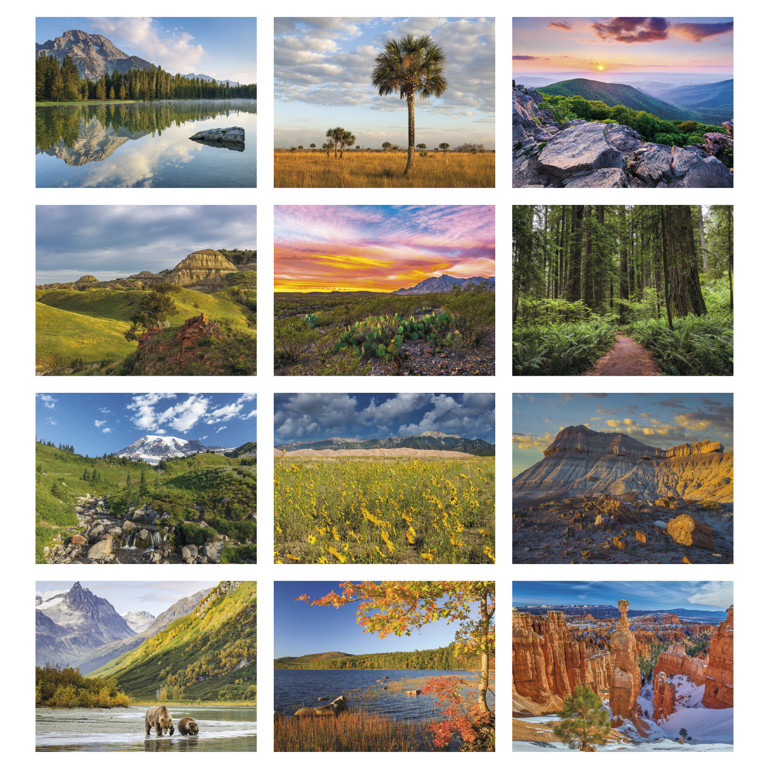 Alt Text example (white background): 2027 National Parks wall calendar featuring stunning photography of iconic American national parks with a glossy FSC®-certified paper cover.
