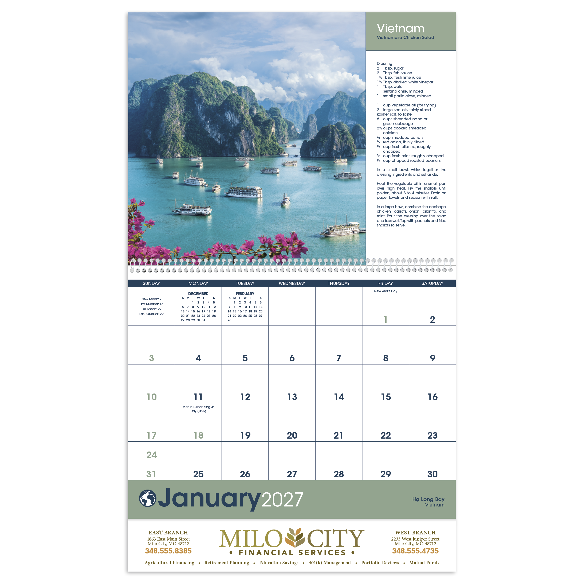 2027 World Scenes with Recipe wall calendar featuring scenic international destinations and country-inspired recipes with a glossy FSC®-certified paper cover.