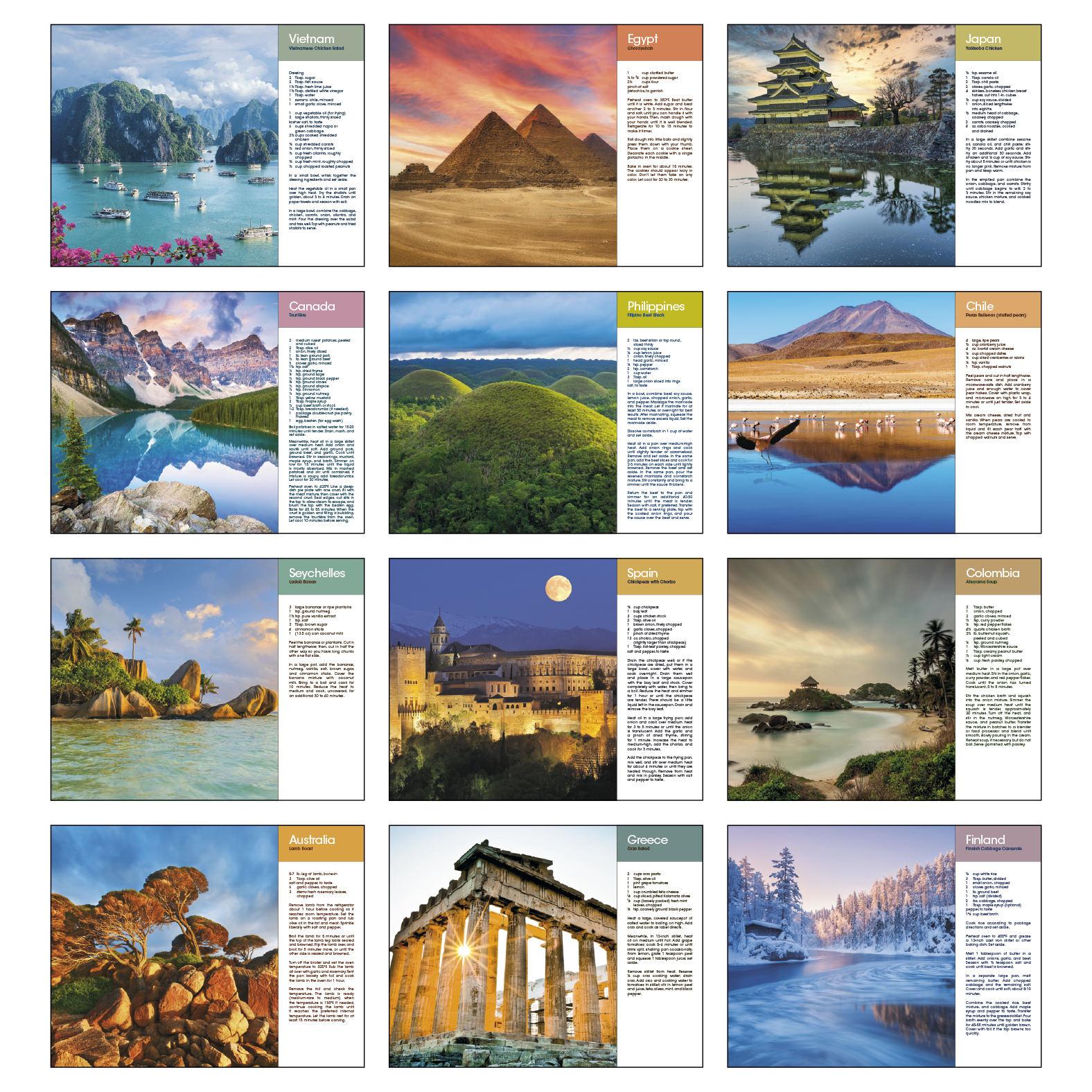 2027 World Scenes with Recipe wall calendar featuring scenic international destinations and country-inspired recipes with a glossy FSC®-certified paper cover.