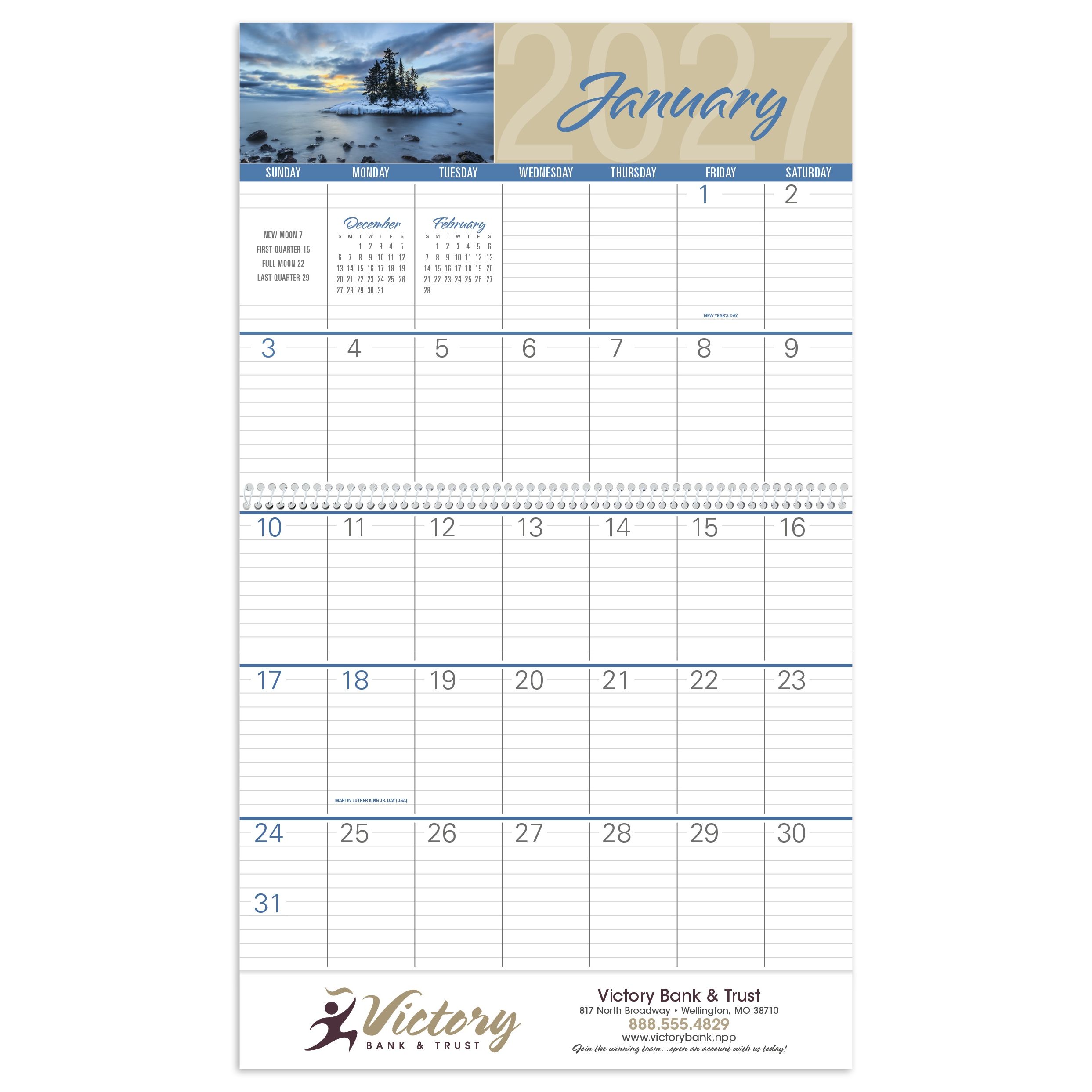 Scenes of America Big Block Memo wall calendar featuring scenic American landscape photography, large memo-style monthly date blocks, and an FSC®-certified gloss paper cover.