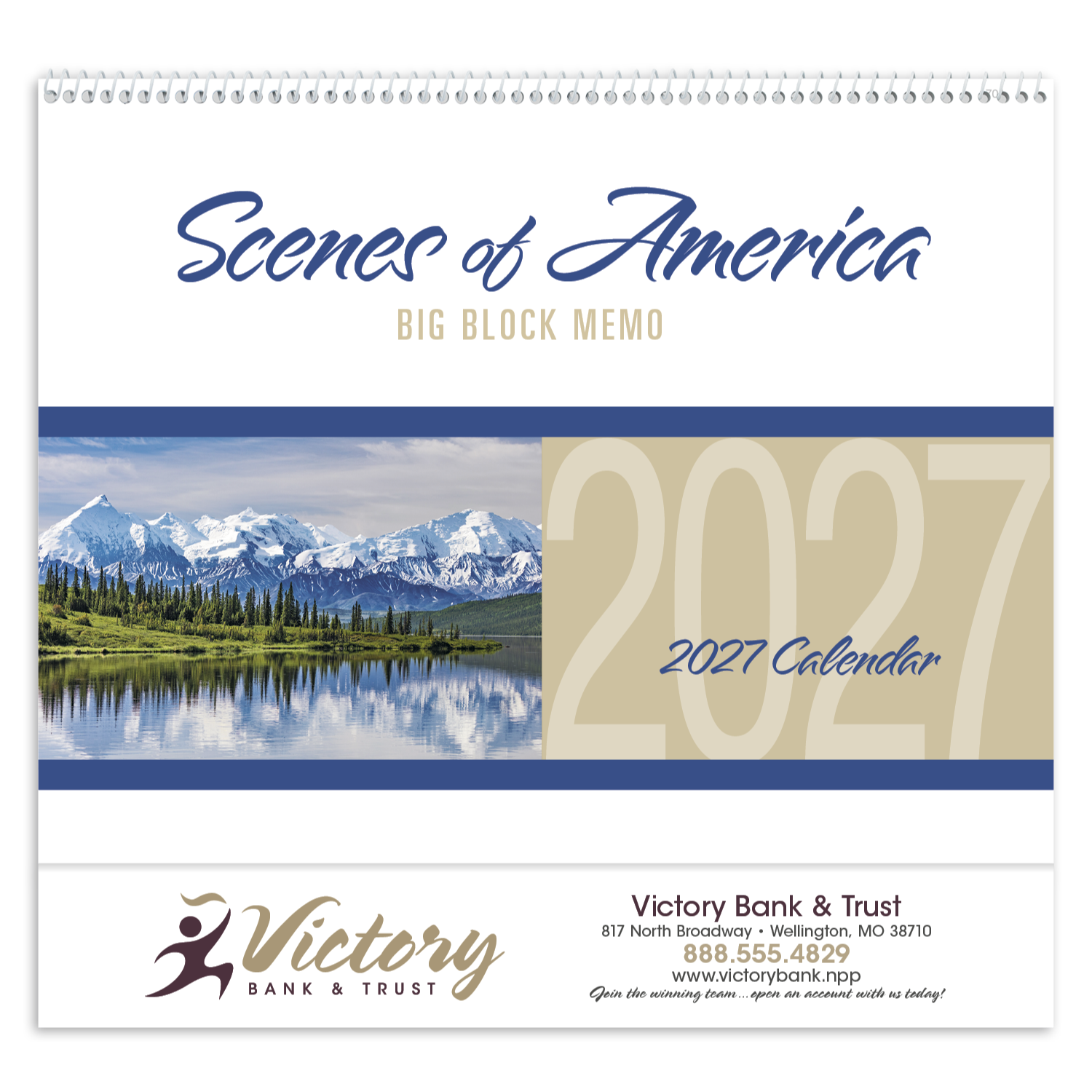Scenes of America Big Block Memo wall calendar featuring scenic American landscape photography, large memo-style monthly date blocks, and an FSC®-certified gloss paper cover.
