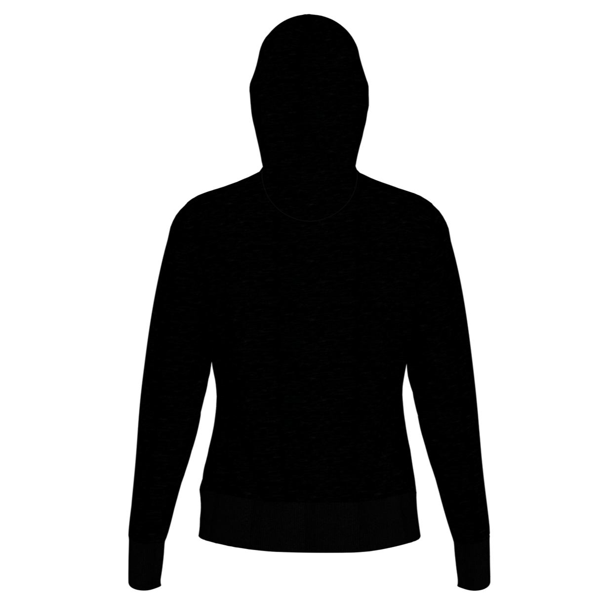 Caviar Black women’s full-zip fleece hoodie made from an 85% cotton and 15% polyester blend, featuring a full-zip front, front pockets, rib knit hem and cuffs, and a soft fleece construction.