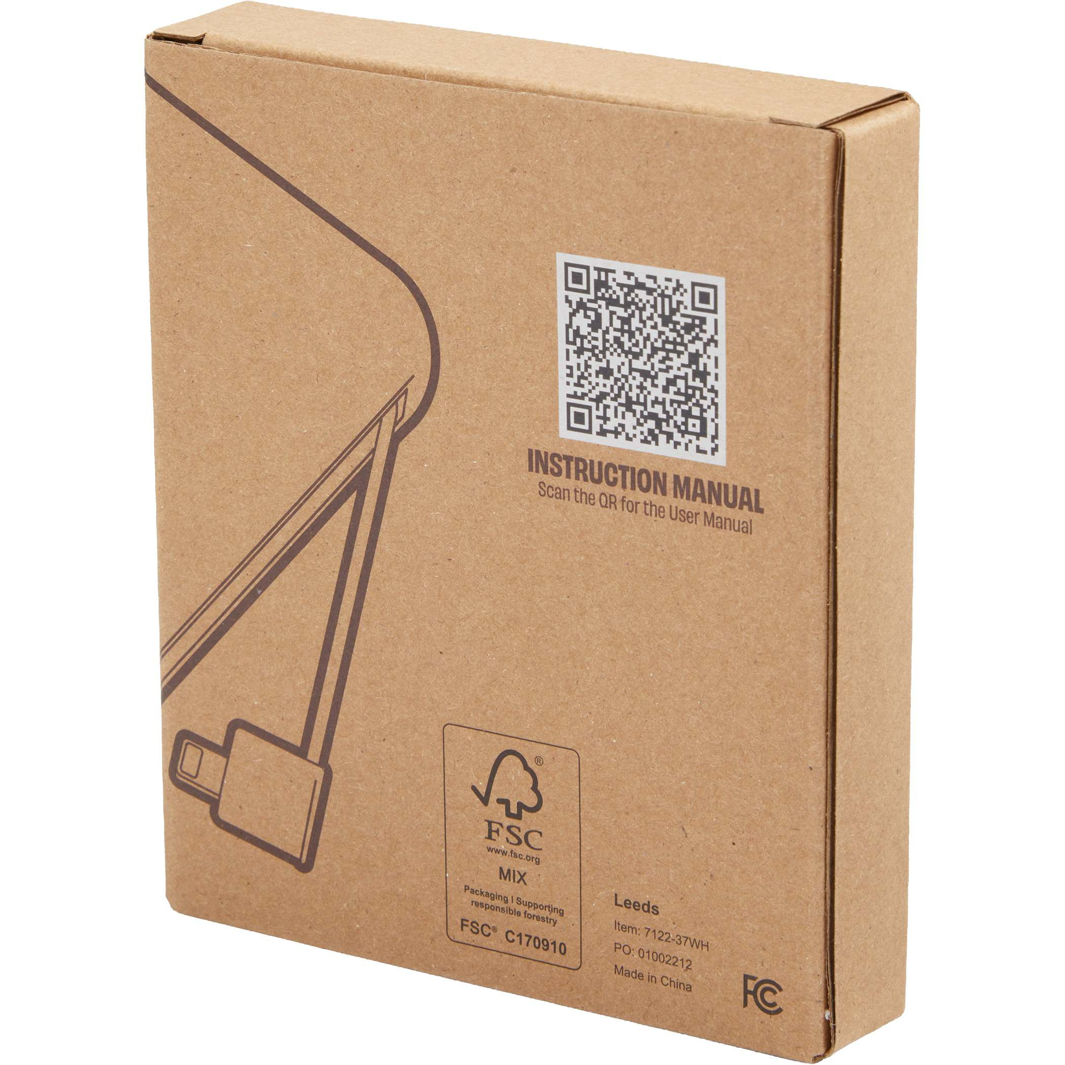 FSC® Certified Premium Giftbox of White UL Listed 5,000 mAh 20W Power Bank with Integrated Cables featuring a slim design, built-in Lightning and USB-C charging cables, LED battery indicator, and durable portable construction for convenient on-the-go device charging.