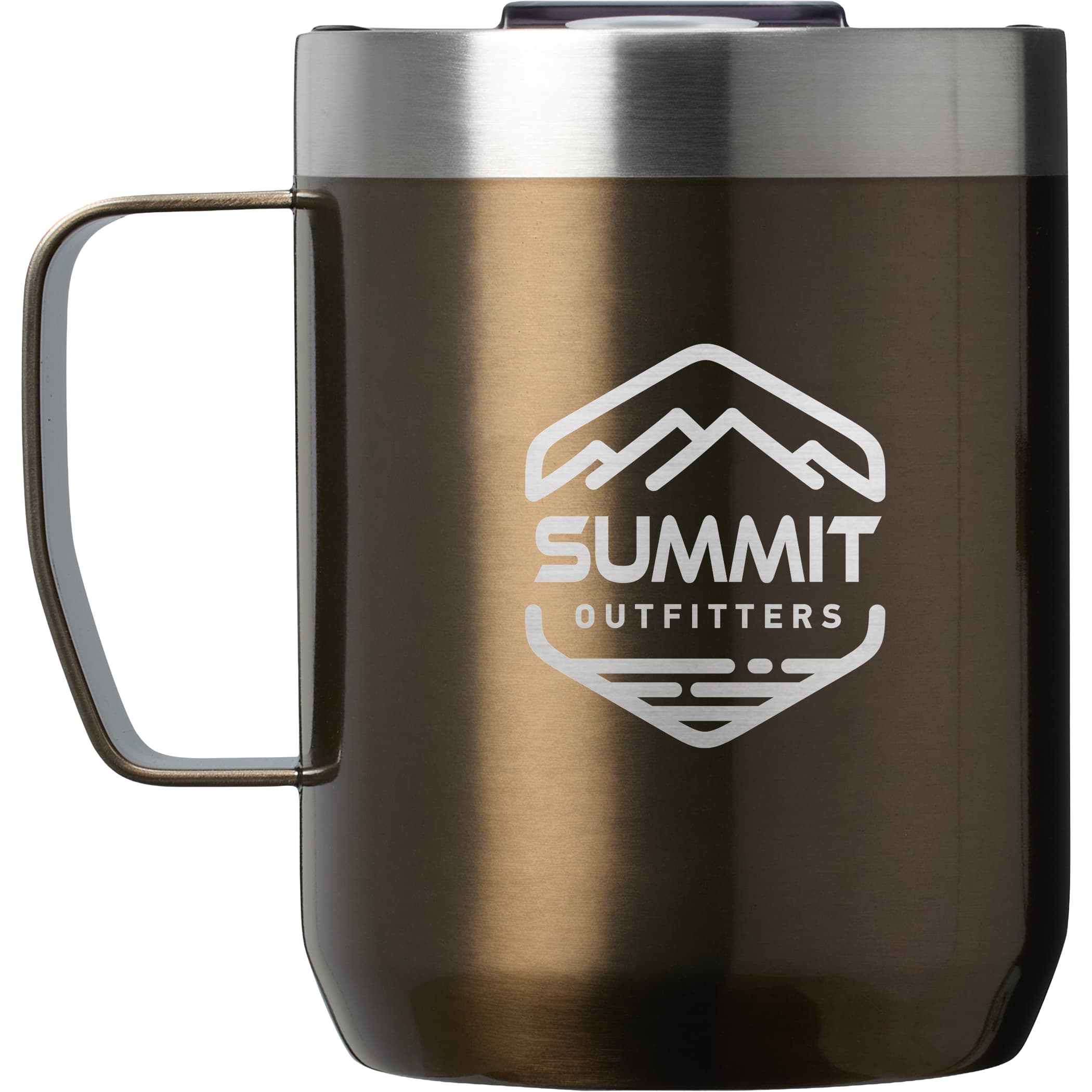 Gun Metal Stanley Everyday Camp Mug made from 18/8 stainless steel with double-wall vacuum insulation, a secure Tritan drink-through lid, push-on closure, and soft matte finish.