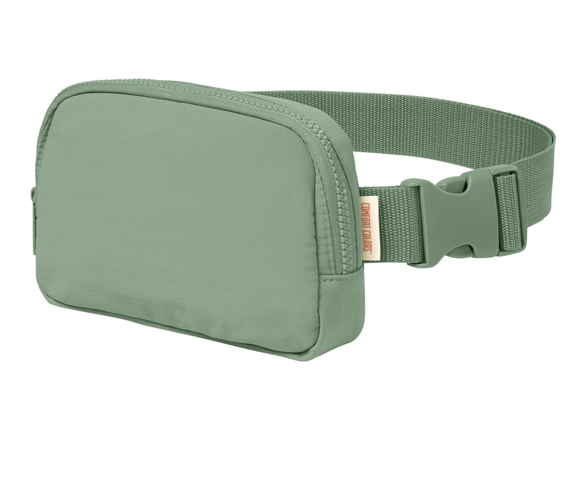 Person wearing a Bay Comfort Colors Explorer Sling Bag crossbody, showcasing its adjustable strap and compact everyday-carry design.