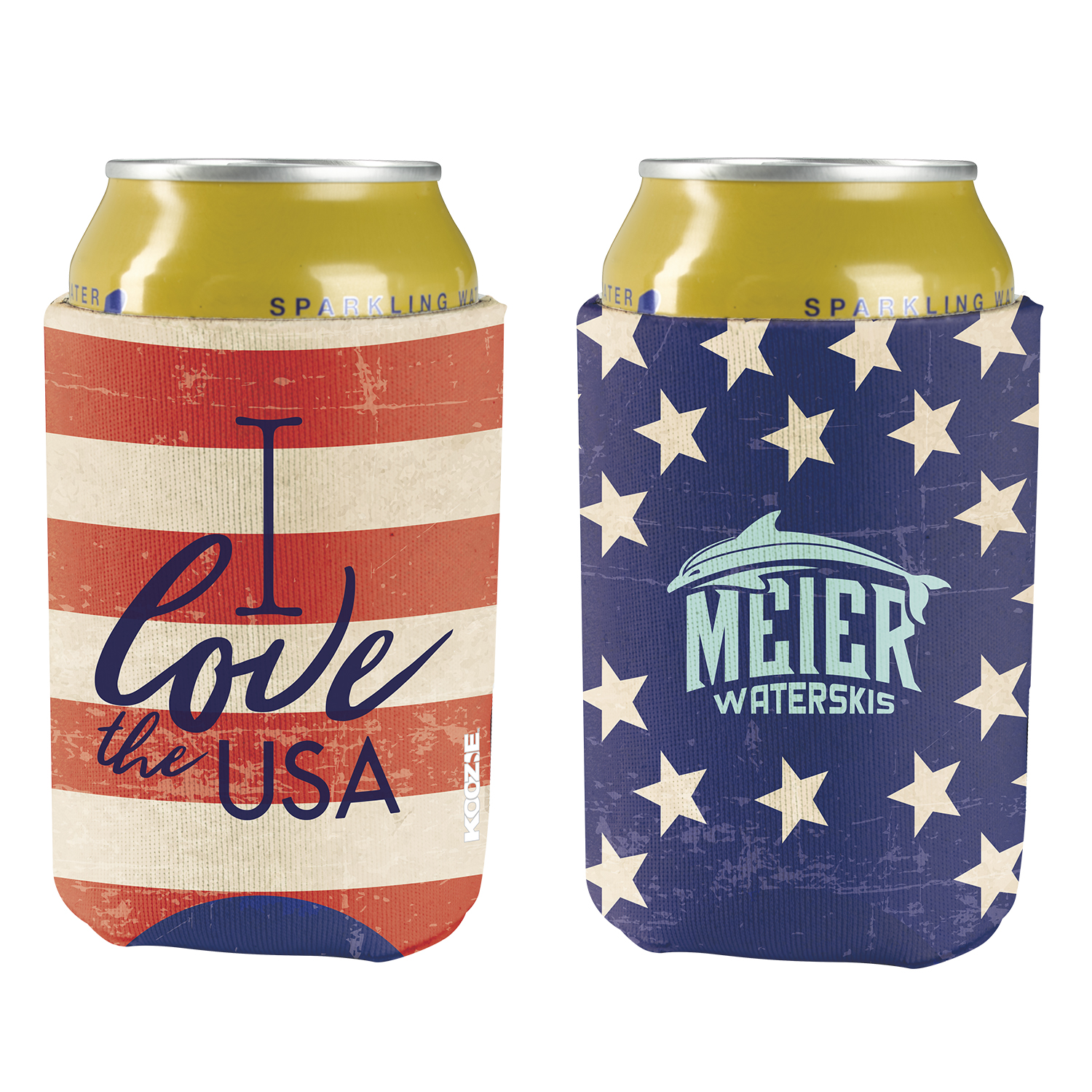 Koozie® britePix® Holiday Can Cooler in a festive holiday design, made from flexible foam with a fold-flat construction for carrying and keeping canned beverages cooler.