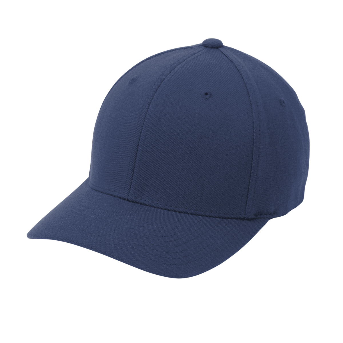 Structured wool-blend cap with a curved bill and stretch-fit closure.