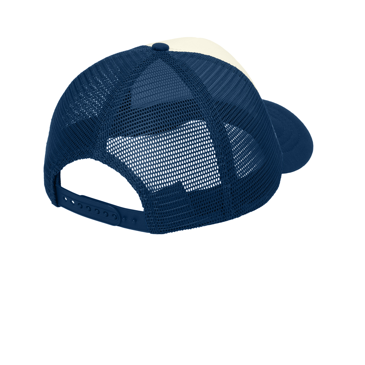 High-profile structured cap with a cotton twill foam front and breathable mesh back.