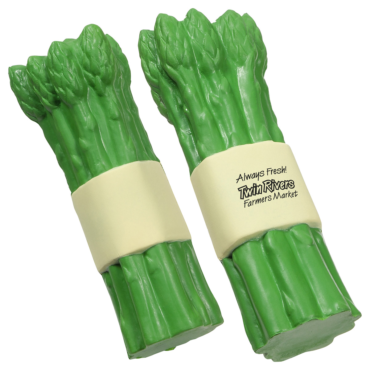 Asparagus Shaped Stress Reliever with soft green asparagus-inspired design, squeezable foam material, and compact shape for desk use and stress relief.