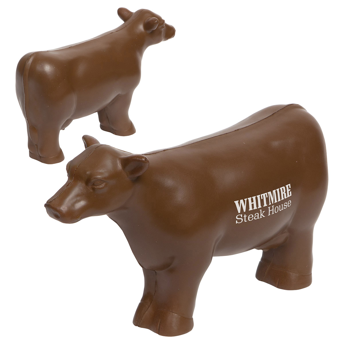 Beef Cow Stress Reliever, soft white and brown cow-shaped polyurethane squeeze toy for stress relief and desk use