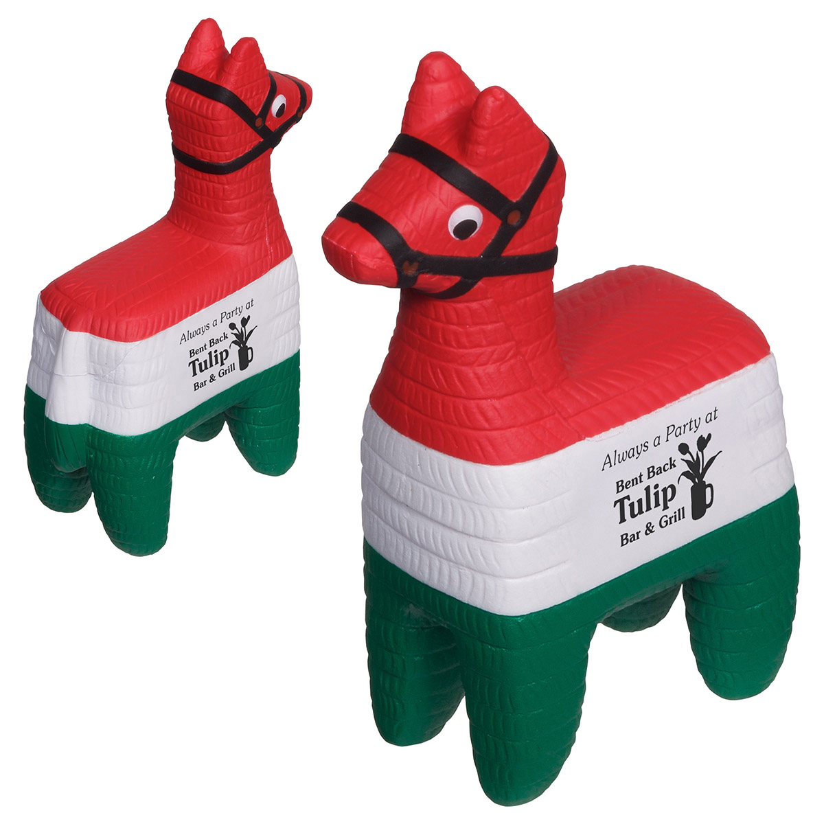 Pinata Stress Reliever, colorful pinata-shaped polyurethane foam stress ball designed for squeezing and desk use.
