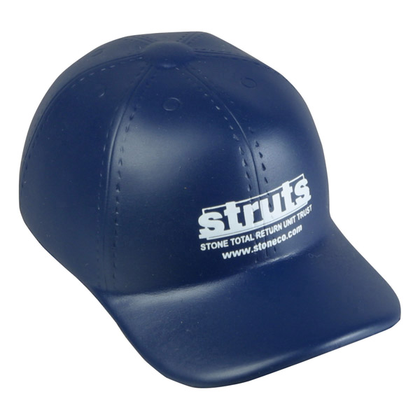 Baseball Hat Shaped Stress Reliever in a soft, squeezable design, featuring the recognizable shape of a baseball cap for a playful desk or office stress-relief accessory.