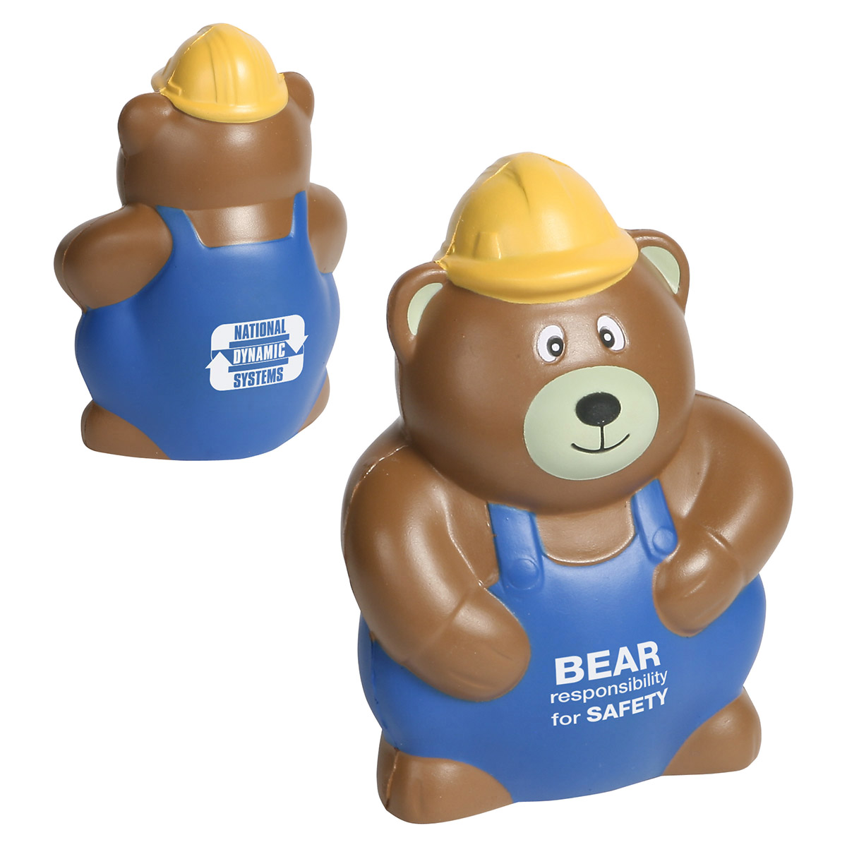 Construction Worker Bear Shaped Polyurethane Stress Reliever