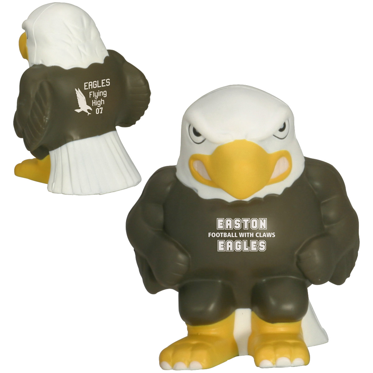 Eagle Mascot Shaped Stress Reliever, soft squeezable eagle-shaped design for stress relief and promotional giveaways.