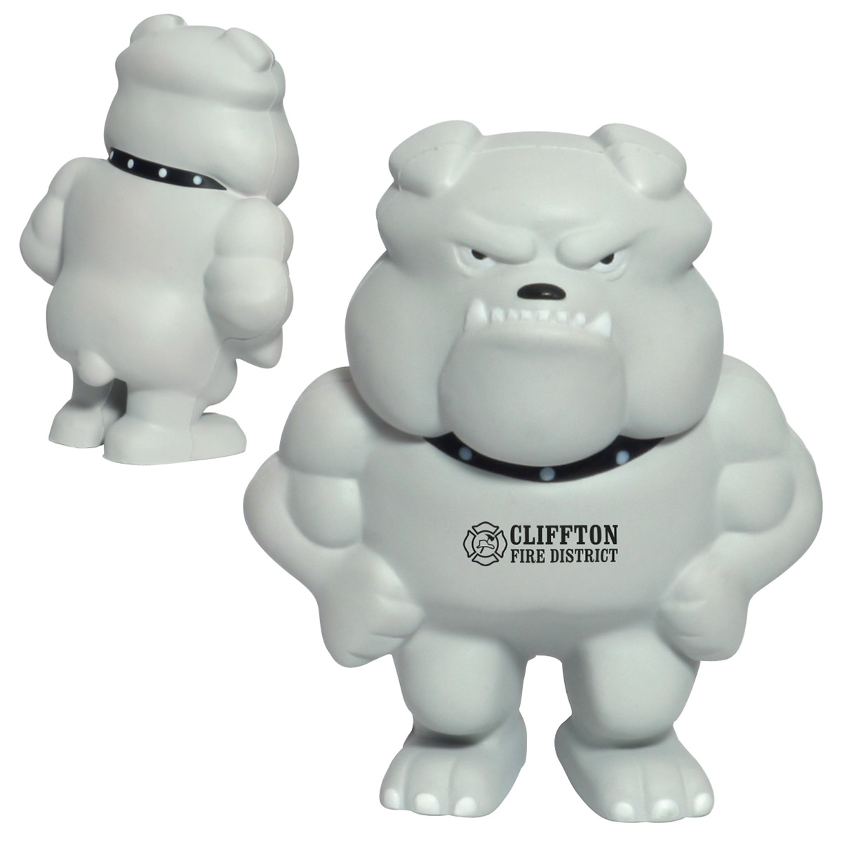 Bulldog Mascot Shaped Stress Reliever in a soft, squeezable design, featuring a compact bulldog shape for desk and stress-relief use.
