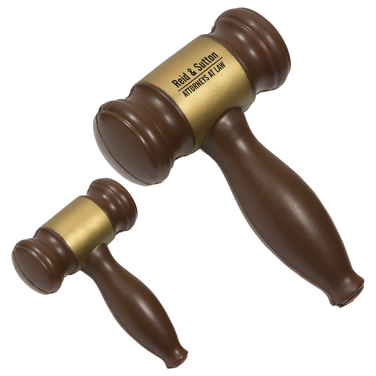 Gavel Shaped Stress Reliever with a soft, squeezable construction and compact gavel design, typically used as a playful desk accessory for stress relief and promotional giveaways.