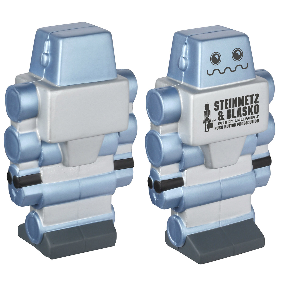 Robot Shaped Stress Reliever, soft squeezable promotional toy with a compact robot design for desk or hand stress relief
