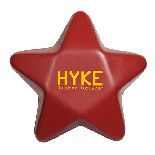 Burgundy Star Stress Reliever, a star-shaped polyurethane promotional item.