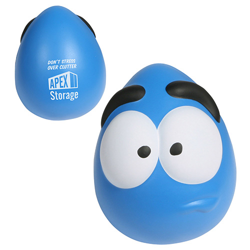 Mood-themed stress reliever wobbler with a weighted base designed to wobble back and forth, featuring a playful character-style design and compact desk accessory form.