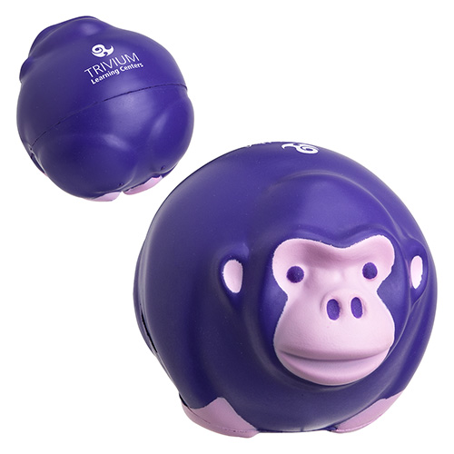 Monkey ball-shaped polyurethane stress reliever with a playful monkey-inspired design and squeezable body for stress relief and promotional use.