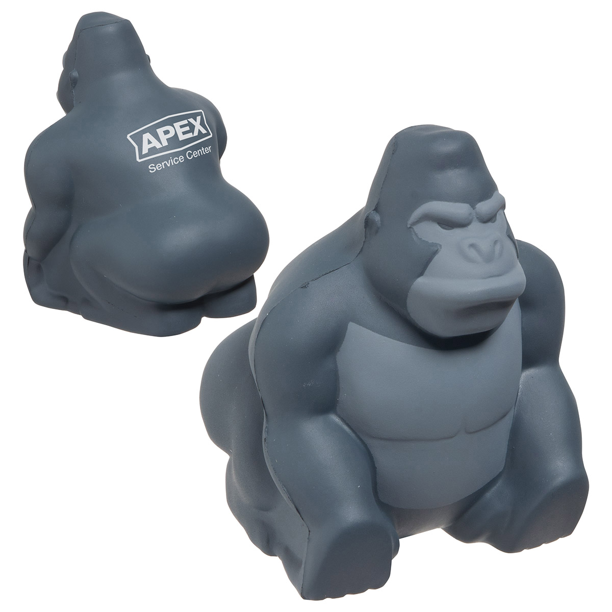 Black gorilla-shaped polyurethane stress reliever with a soft, squeezable design and detailed animal-inspired form.