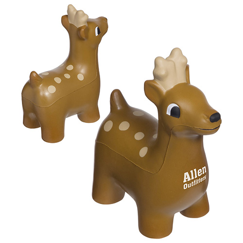 Brown deer-shaped polyurethane stress reliever with a soft, squeezable design and detailed animal-inspired form.