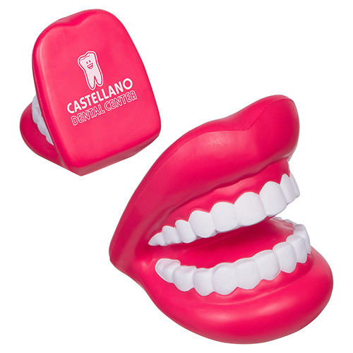 Big mouth-shaped polyurethane stress reliever with a soft, squeezable design and playful appearance for promotional use.