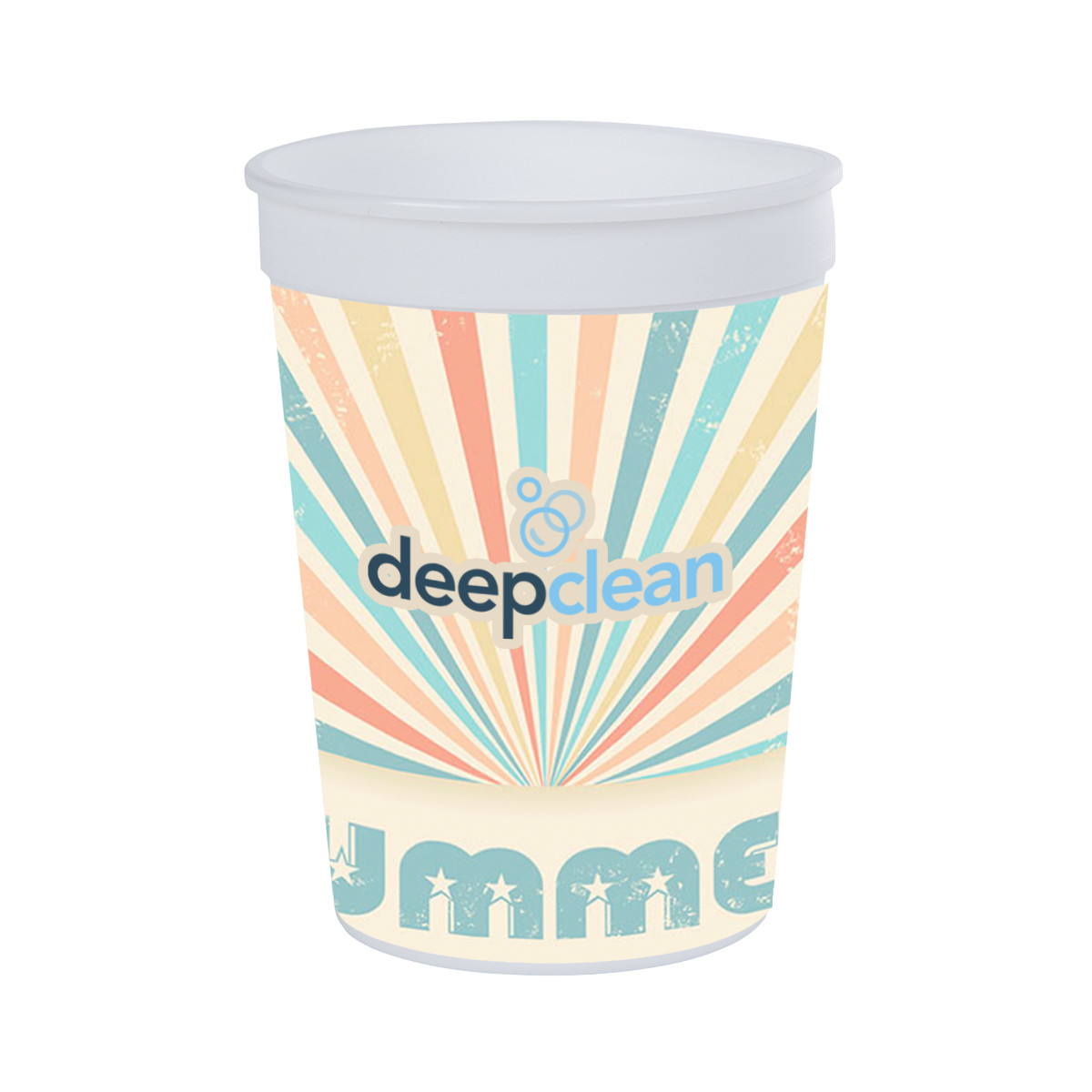 White Full Color Big Game Stadium Cup - 12 oz. in white polypropylene with a sturdy tapered design for reusable beverage service and custom branding.