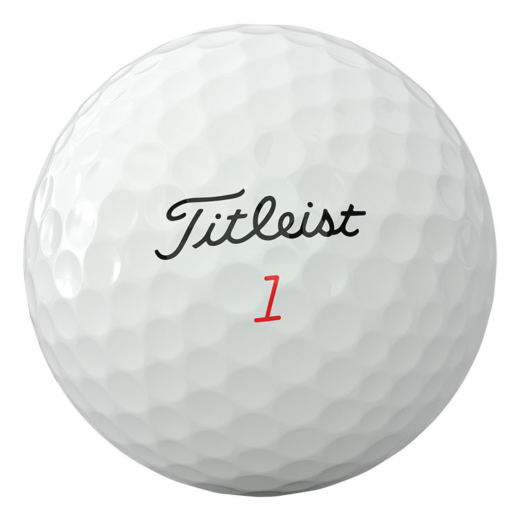 White Titleist TruFeel golf ball featuring an ultra-soft feel, advanced TruTouch core, soft TruFlex cover, and 376 tetrahedral dimple design for long distance and consistent greenside spin.