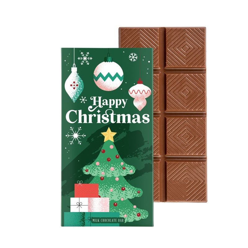 Milk chocolate bar promotional gift box featuring six chocolate bars in a bookcase-style package with a customizable full-color exterior.