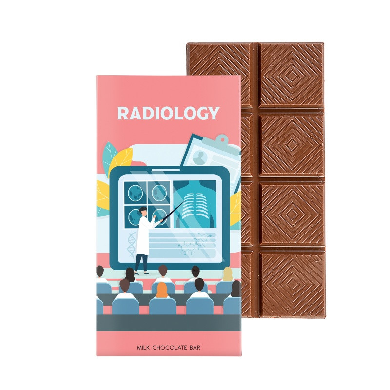 Milk chocolate bar promotional gift box featuring six chocolate bars in a bookcase-style package with a customizable full-color exterior.