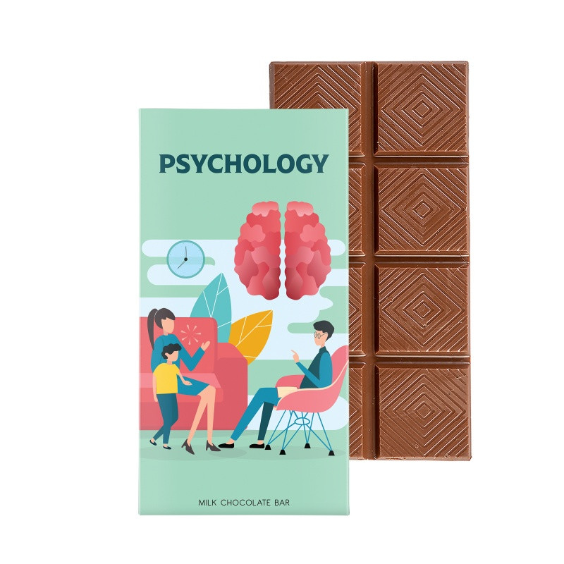 Milk chocolate bar promotional gift box featuring six chocolate bars in a bookcase-style package with a customizable full-color exterior.
