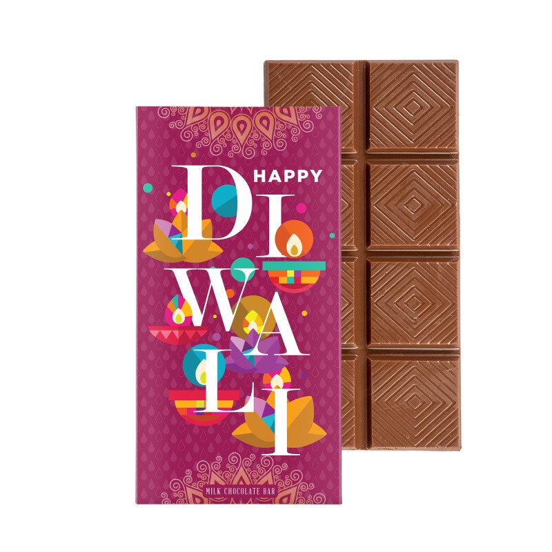 Milk chocolate bar promotional gift box featuring six chocolate bars in a bookcase-style package with a customizable full-color exterior.