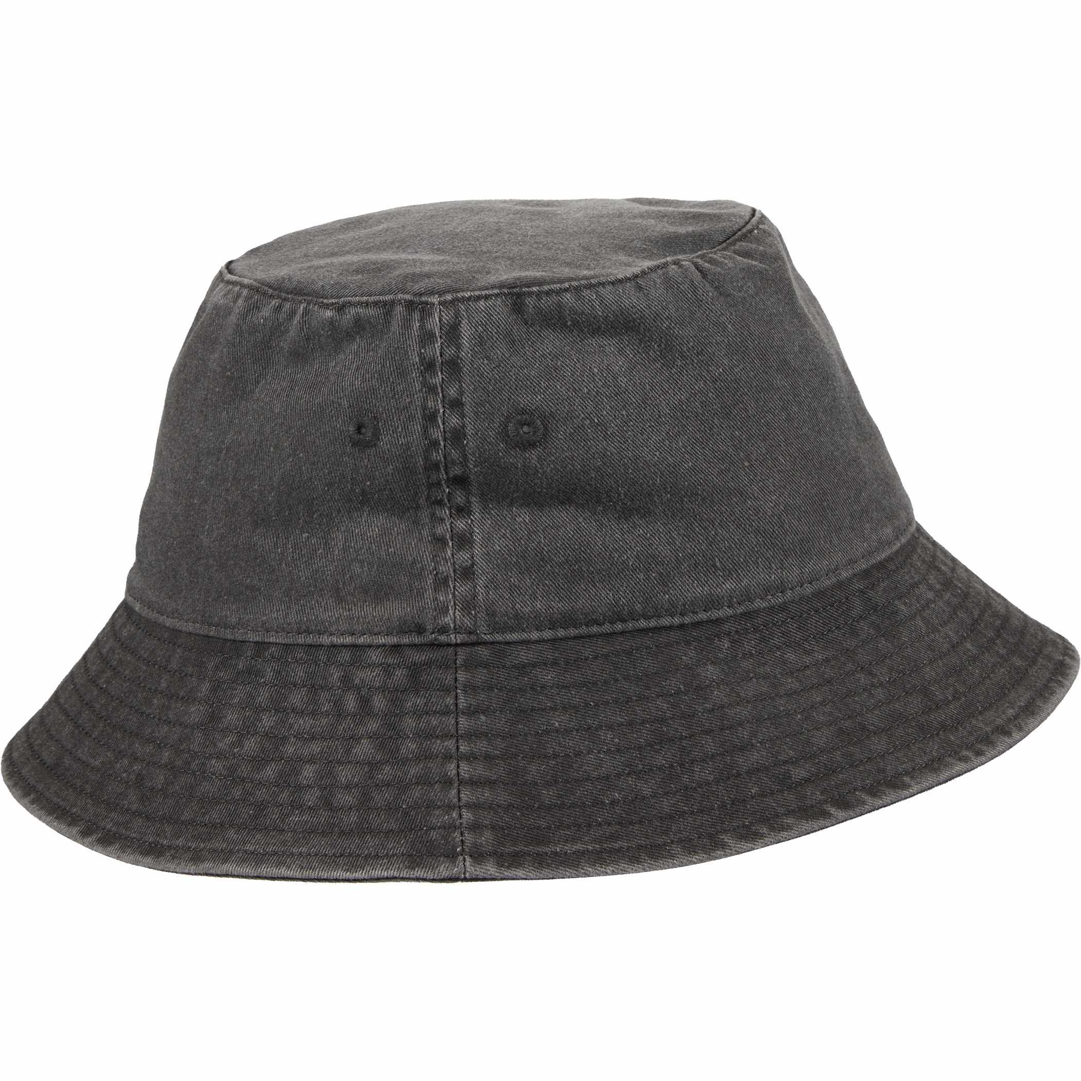 Back view of Black Elevate Recycled Cotton Vintage Washed Bucket Hat in a classic bucket silhouette, featuring a soft vintage-washed finish and recycled cotton construction for relaxed everyday wear.
