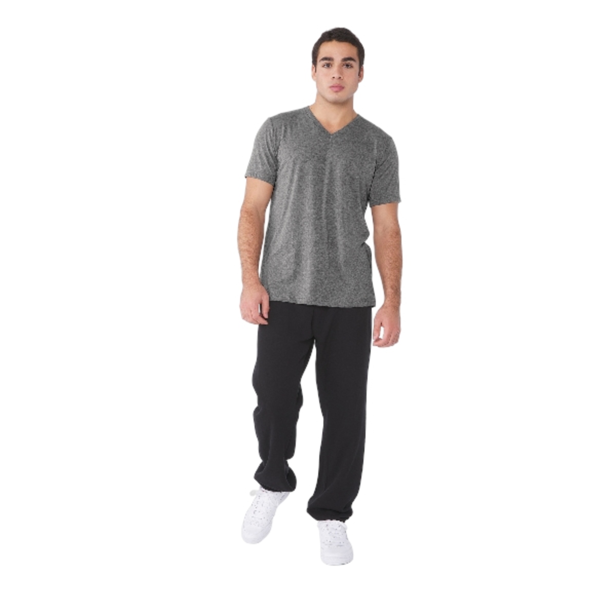 Retail-fit tee with a lightweight tri-blend construction, side-seamed design, and comfortable tear-away label.