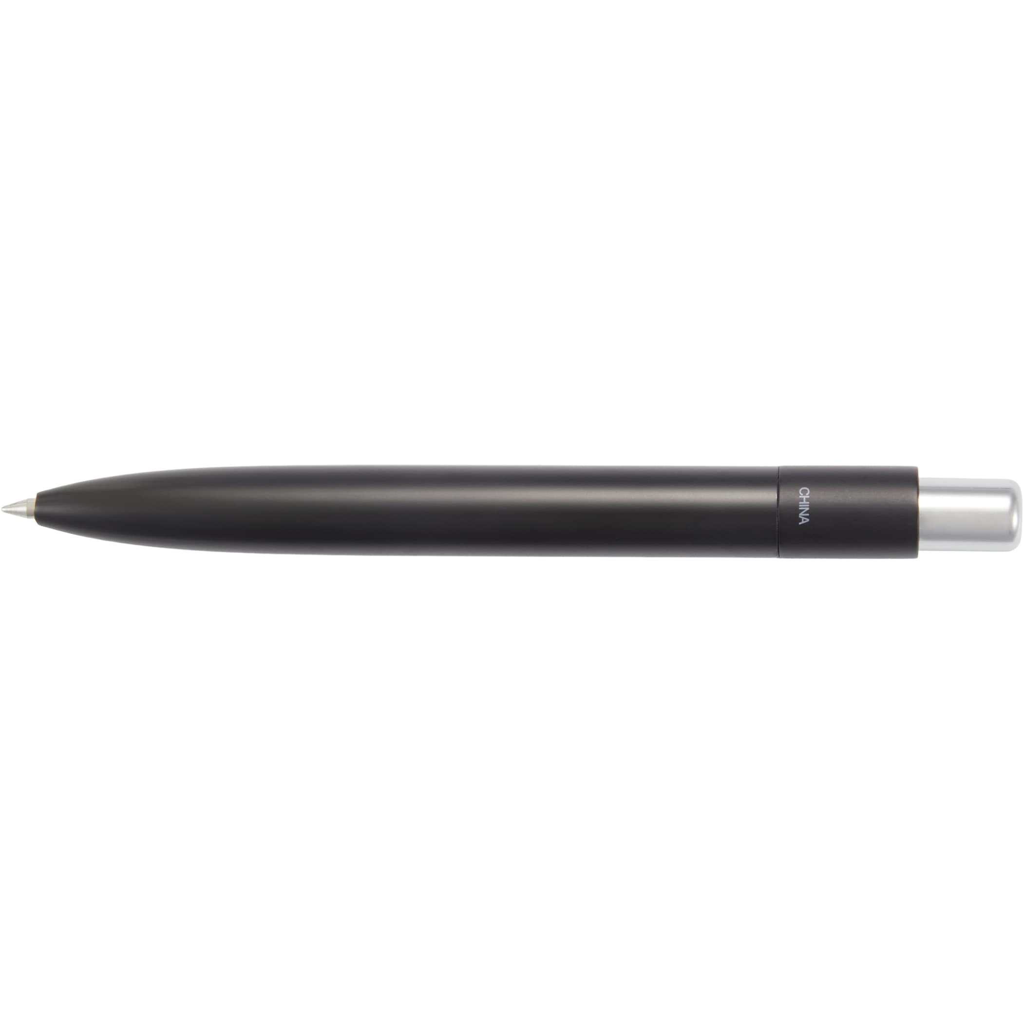 Black Liberty Mini Gel Pen with a sleek recycled aluminum barrel, compact click-action design, and fine 0.5 mm tip for smooth black gel writing, ideal for everyday use in notebooks, planners, and organizers.