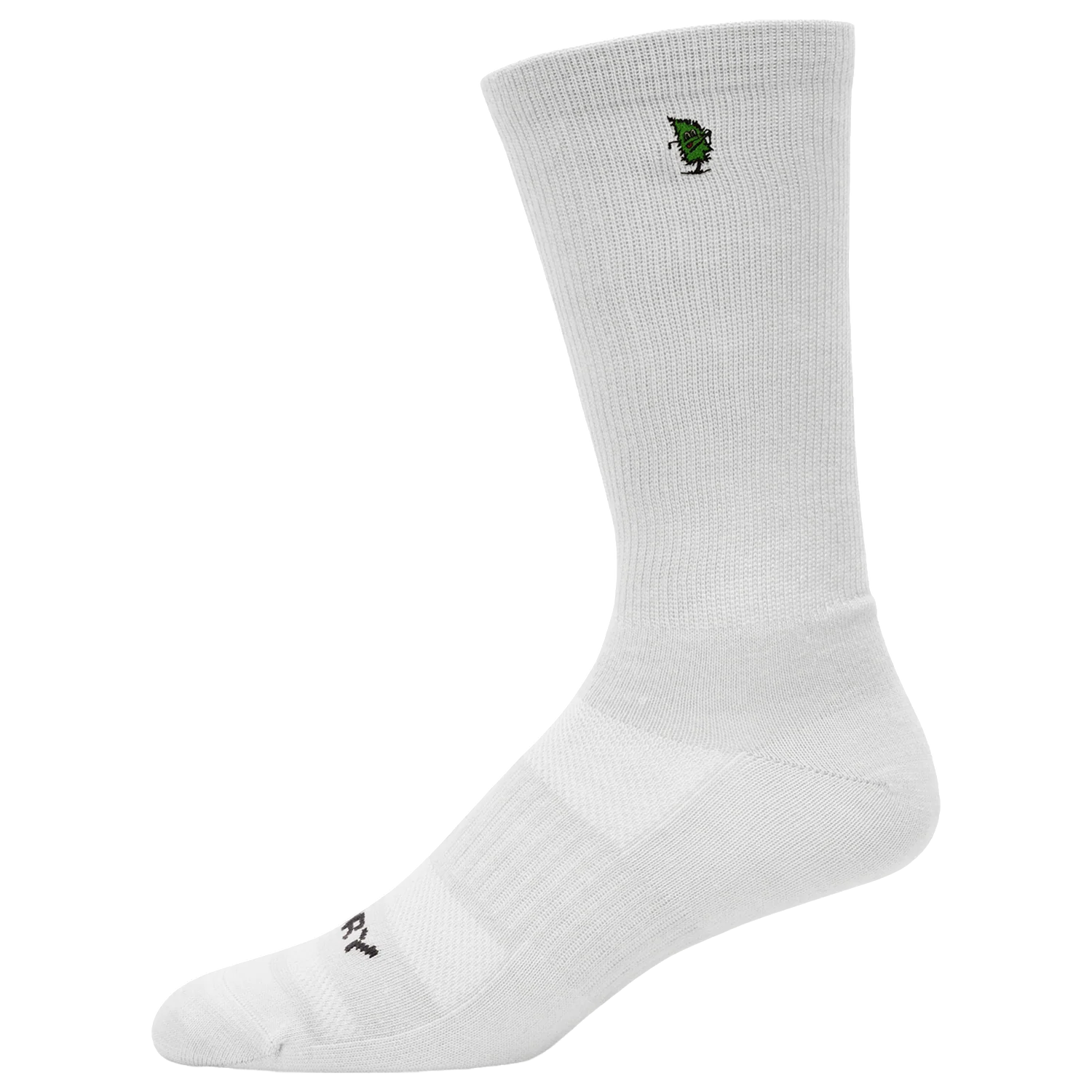 White FootJoy® Men's ProDry Custom Sock with moisture-wicking fabric, cushioned sole, arch support, reinforced heel, and breathable mesh panels, designed for comfortable all-day golf and active wear.