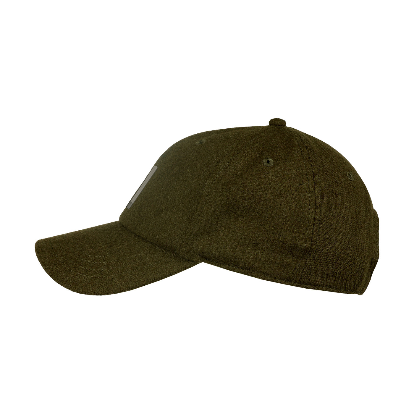 Olive Ahead Clubhouse Wool & Flannel Cap in a textured wool and flannel blend, featuring a soft structured crown, pre-curved visor, and adjustable leather back closure with brass clasp for outdoor and everyday wear.