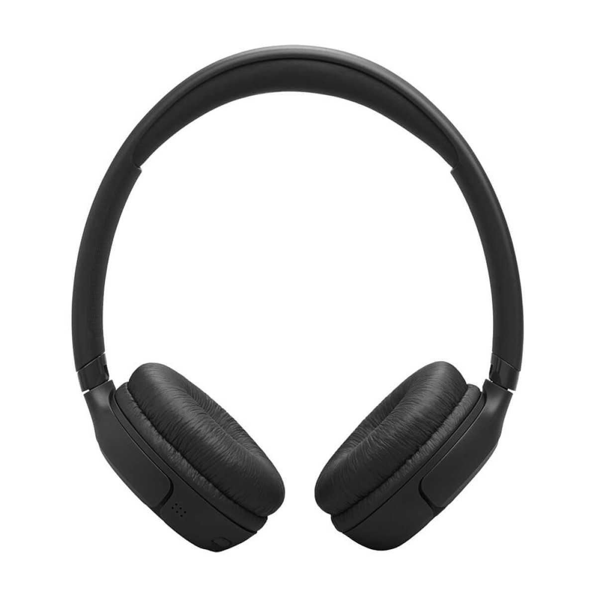 Black wireless on-ear headphones with JBL Pure Bass Sound, Bluetooth 6.0, dual microphones, long battery life, and foldable design.